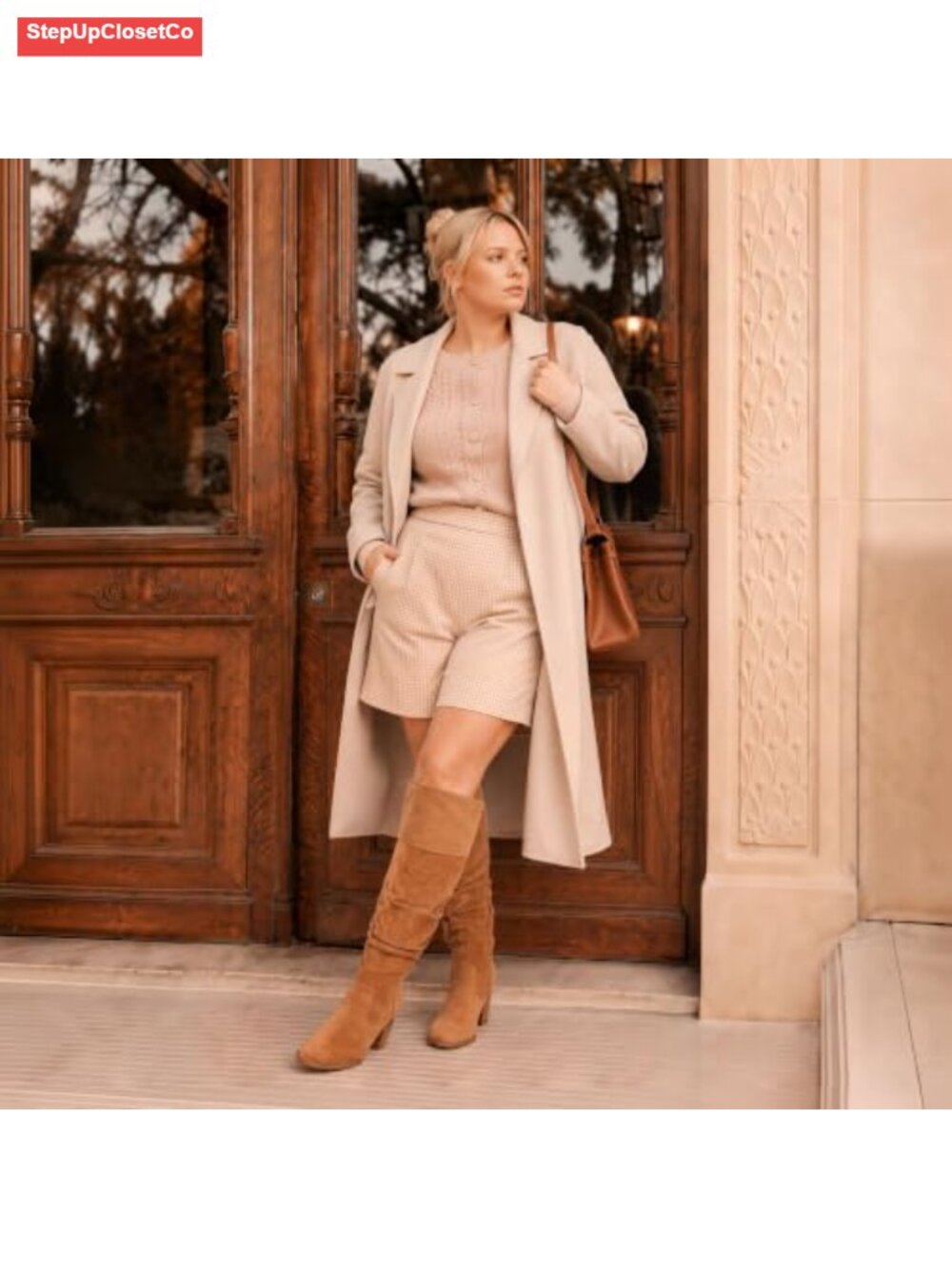 Wide Calf Suede Knee High Boots 3in Block Heel Side Zip Fall - Picture 5 of 6